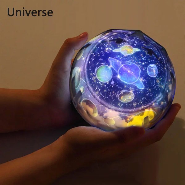 Projektorlampe, Projeksjonsnattslys, Lampe for baby om natten, Stjerneprojektor, 360 graders roterende univers Stjernehimmel