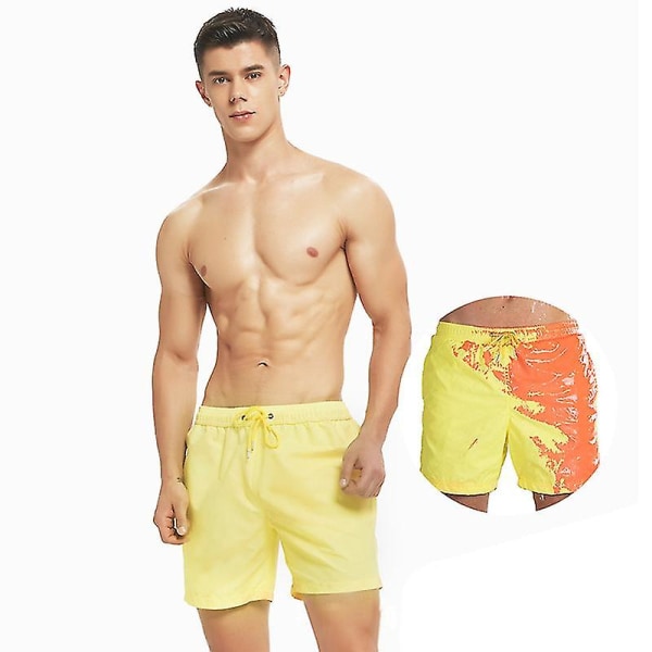 Magiske Farveskiftende Strandshorts Herre Badebukser Badetøj Q Yellow L