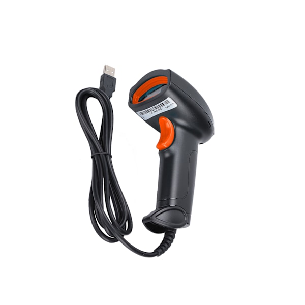 Viivakoodinlukija kädessä pidettävä 360° lukeva pölytiivis vedenpitävä langaton QR-koodi USB-lukija (musta oranssi)