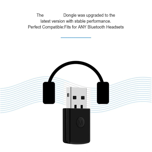 USB 2.0 Trådlös Hörlursmikrofon Bluetooth 4.0 Dongel med Mic 3.5mm Adapter för PS4