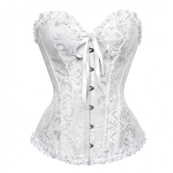 Korsett for kvinner med blomster, bh-fri, stroppeløs undertøy Hvit White 5XL