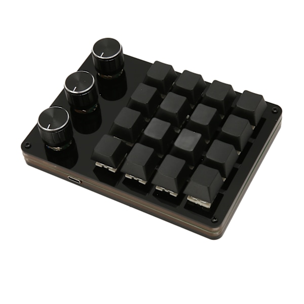 Programmerbar Knappsats 16 Tangenter 3 Rattar Blå Switch Mekanisk Hot Swappable Mini Knappsats för Spel Kontor Media