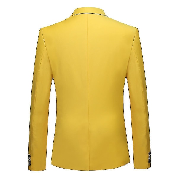 Herre Business Casual 3-delt jakkesæt blazerbukser Vest 9 farver Z Yellow L