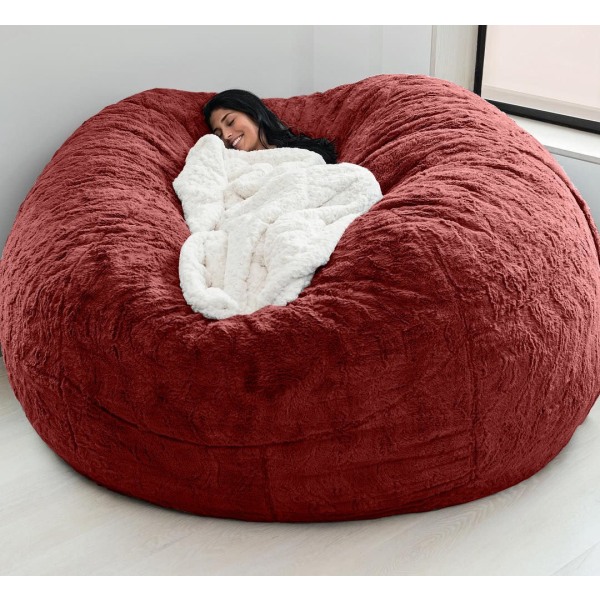 Lazy Sofa Bean Bag Kunstig pels Bean Bag Bønsoffa Wine