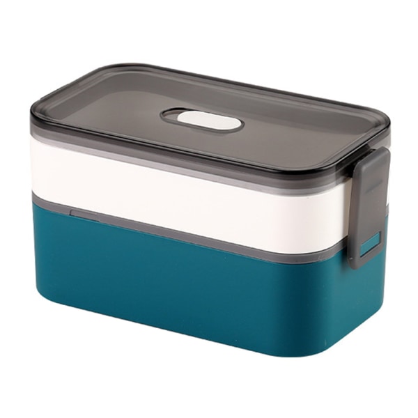 Bentobox, dubbellagers bentobox, lunchbehållare, flerlagers White and green