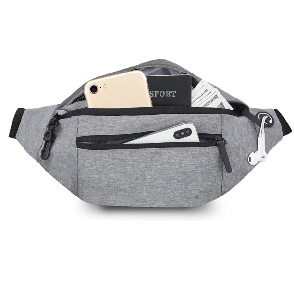 Fanny Pack för kvinnor män ，med justerbar rem för vandring grey