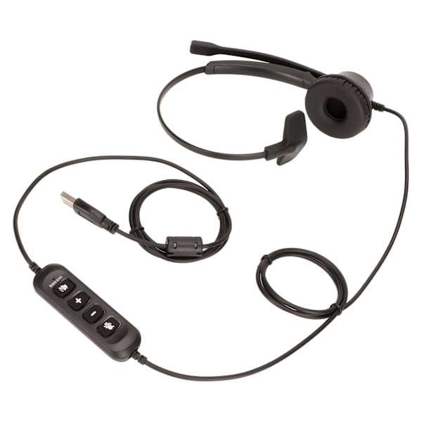 USB Business Headset ENC Brusreducerande Enkelsidigt Trådbundet PC-headset med Högtalarvolymjustering och Mikrofonljudavstängning