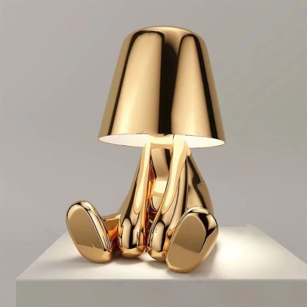 Yöpöydän kosketusvalaisin, kultainen Thinker-lamppu pöytälamppu johdoton ladattava kannettava koristeellinen yöpöytälamppu USB-latauksella kultaa