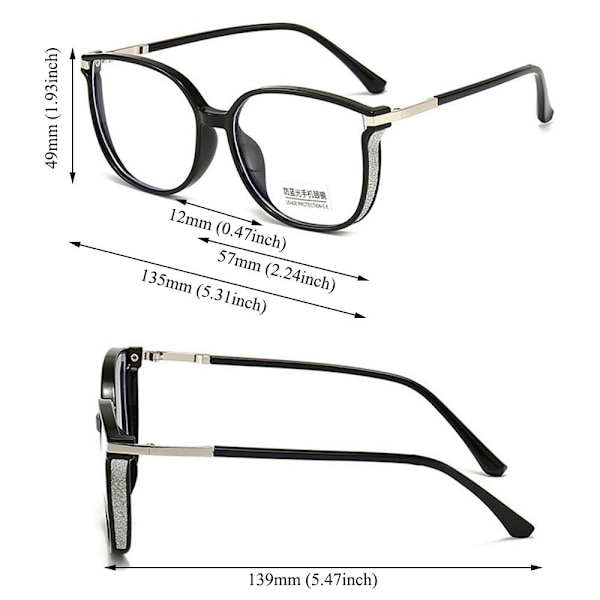 Naisten sinisen valon estolukulaseja Bling ylisuuret kehykset Presbyopia-lasit Brown Strength 2.0