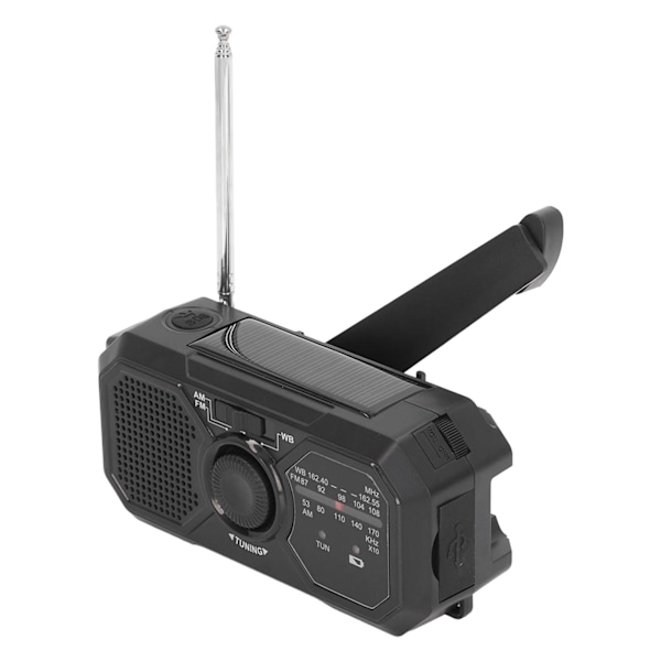 Solcellsdriven Vevradio NOAA Portabel Multifunktionell Vevradio för Nödsituationer och Utomhusbruk