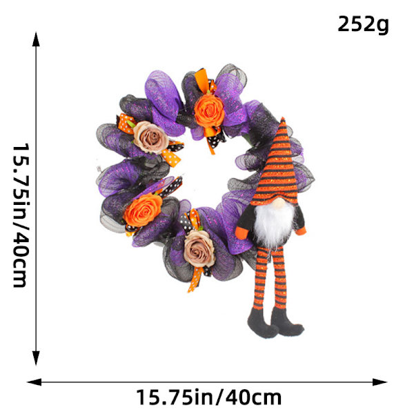 Halloween Moon Cat Garland Door Hängsmycke Festival Döda Grenar Växter Nymåne Halloween Dekoration Purple mesh doll
