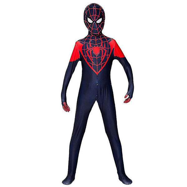 Spider-Man Miles Morales Cosplay Jumpsuit Barn Gutter Fest Fancy Dress Up Body Halloween Superhelt Rollespill Performance Kostyme 8*9 år