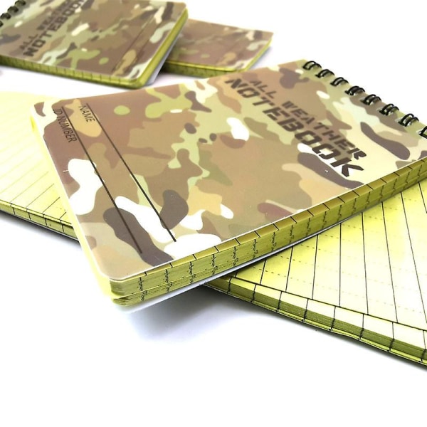 2 stk. vandtæt notesblok til udendørs brug Camouflage Pvc Vandtæt notesbog Allvejr regntæt udendørs notesblok Spiralbundet bog