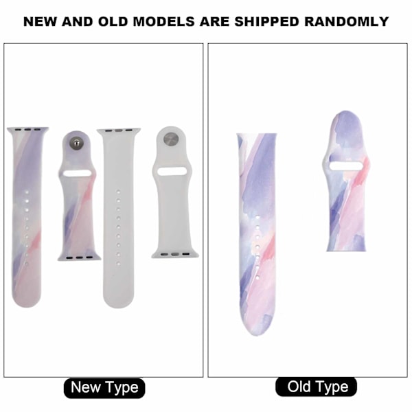 Blomsterprintet Smartwatch Rem Udskiftning Blød Silikone Sportsurrem til Iwatch 7 Serie Purple Rhyme 38/40/41MM