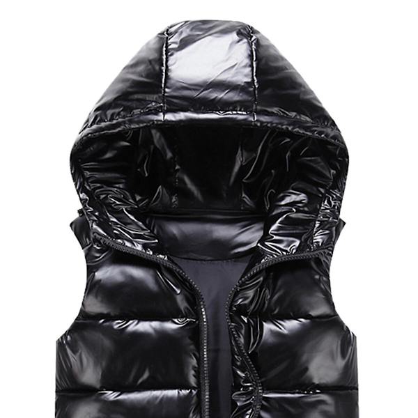 Sliktaa Unisex Shiny Waterproof ärmlös jacka lätt pufferväst Black L