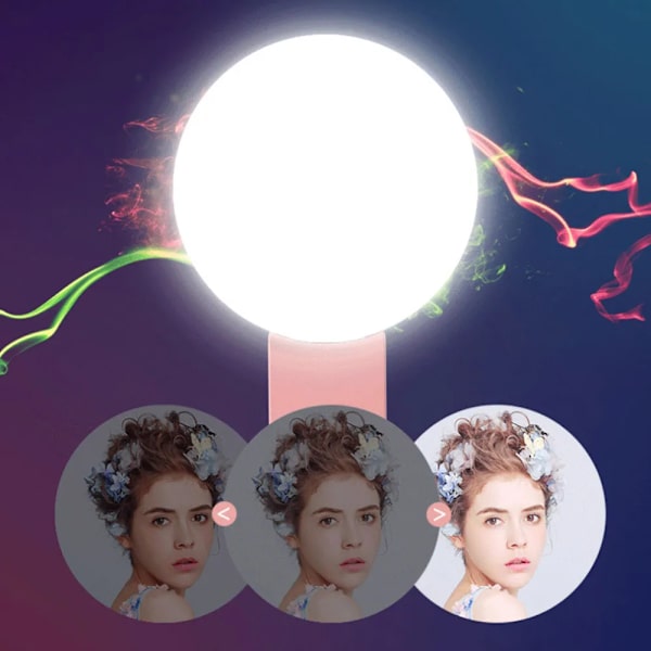 Bærbar Selfie Flash LED Clip-on Selfie Lys til Nat Sort 57*40*27mm white