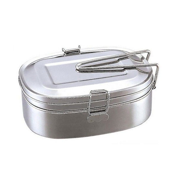 Dobbellags Bento Lunsjboks Student Matbeholder i Rustfritt Stål Extra Large