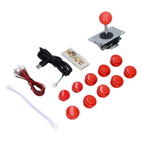 QM070901 Arkadspels Joystick Kit Noll Fördröjning Arkadspel DIY Kit Delar med Encoderkort 10 Knappar Joystick för MAMERed
