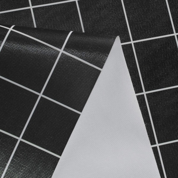 Oljesäker spillsäker 100 % vattentät PVC fyrkantig duk, avtorkningsbar cover för utomhusbruk, picknick, camping, 140*140 cm, Fine Grid Black