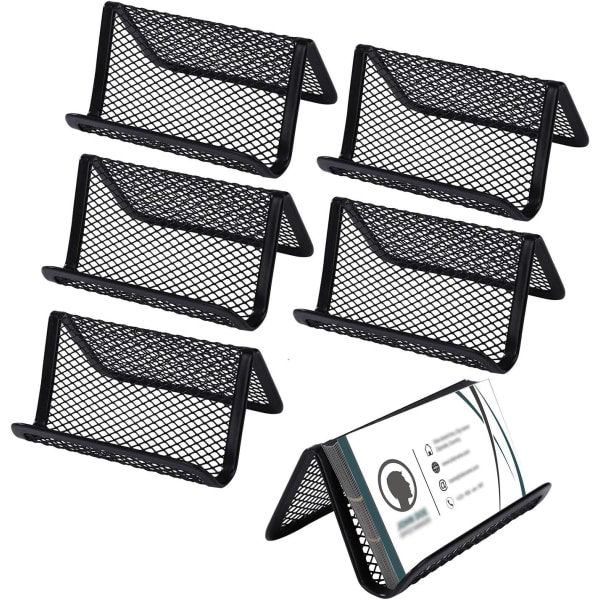Visitkortshållare i mesh Visitkortsställ i metall Visitkortsställ i metall Kontorstelefonhållare 6 delar (svart)