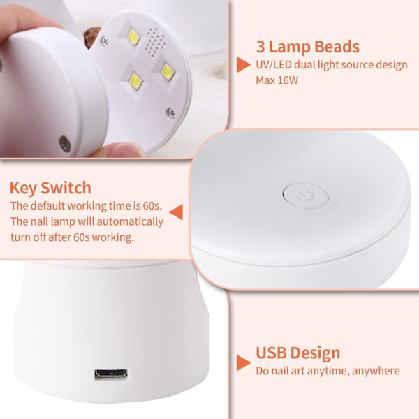 LED-kynsilaite, mini UV-valo geelikynsille, nopeasti kuivuva kynsilaite