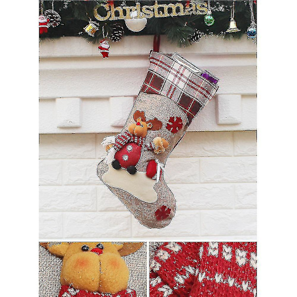 Julstrumpor, stor storlek Klassisk julstrumpa Santa Snowman Reindeer