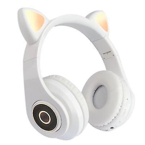 Vita trådlösa kattöron hörlurar bluetooth headset led lampor hörlurar för barn tjej az15937