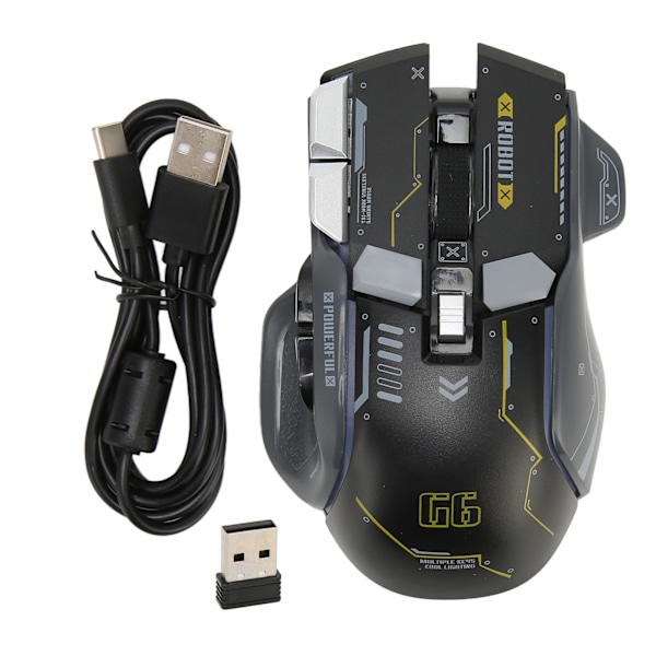 Gaming Mouse 2.4G Trådløs Bluetooth 3 Modus 5 Justerbar DPI Spillmus med 11 RGB Lys for Windows for Android for IOS Svart