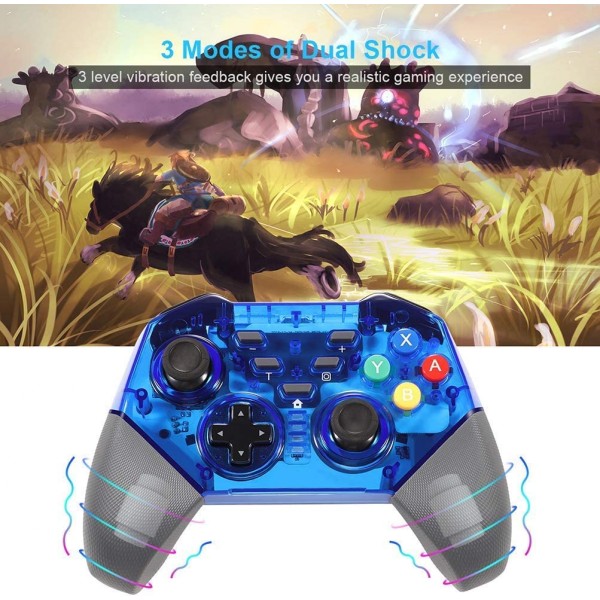 Switch Pro Controller, Shumeifang Trådlös Bluetooth Controller Switch Pro Remote Gamepad Nintendo Switch Consolelle - Sininen