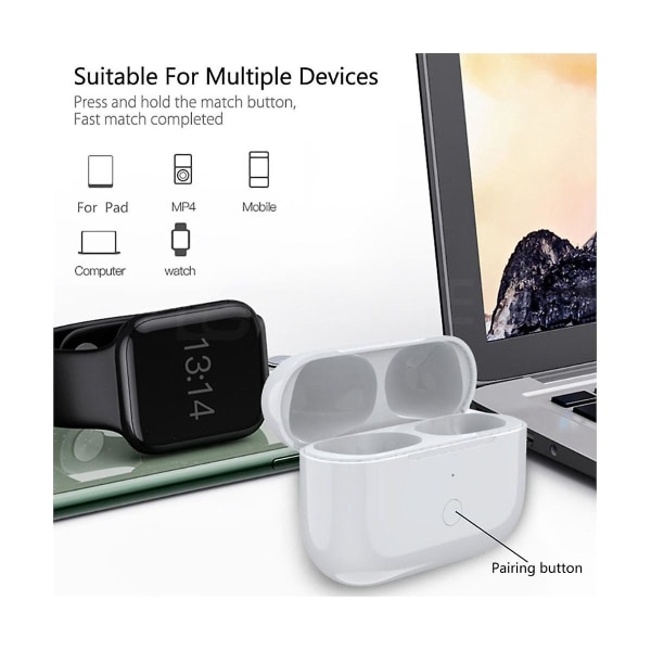 För Airpod Pro Ersättning Trådlöst Laddningsfodral Case 660 Mah Case Stöd för Wireless Ch (FMY) A White