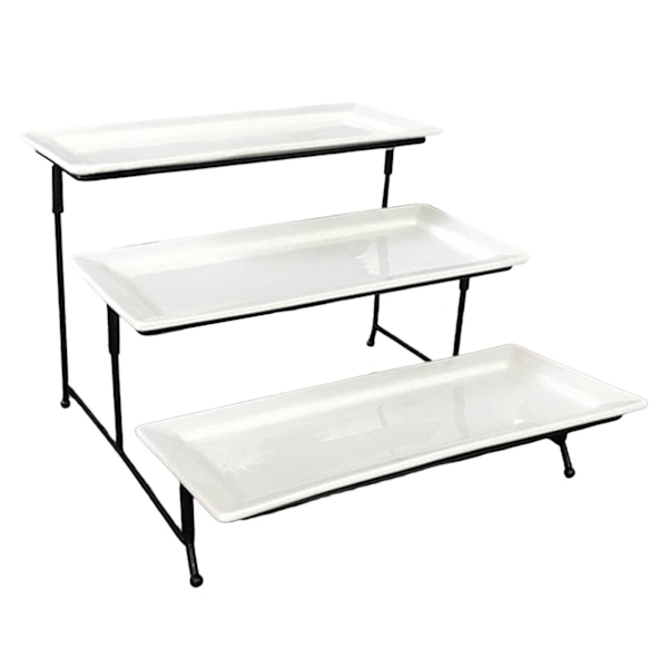 1/2/3 Tallrik Stativ Skål Display Stativ Skålhållare 3 lager för Rectangle 1 Pc