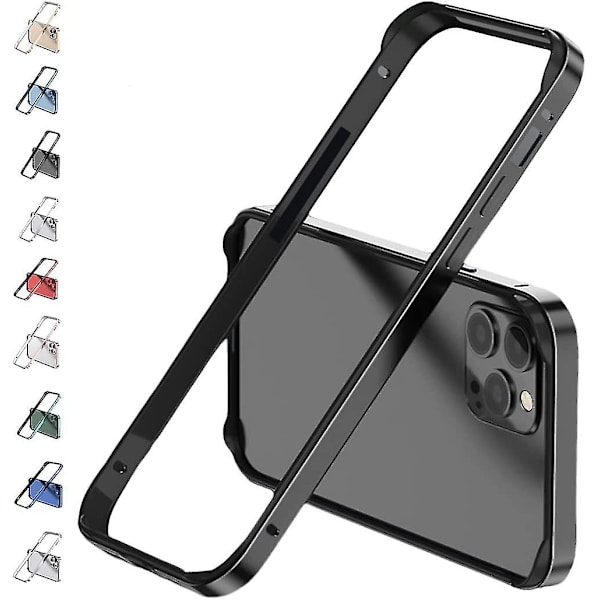 Aluminiumram Metal Bumper Case Kompatibel iPhone 14 Pro Max/14 Pro/14 Plus med hævet kantskydd Black iPhone 14 Plus