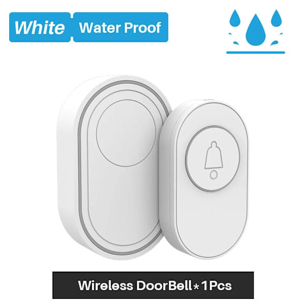 Langaton ovikello vedenpitävä IP65 ulko-ovikello 39 musiikki LED-salama turvahälytin RF433 älykäs kodin älykäs kellosarja White-Waterproof EU plug