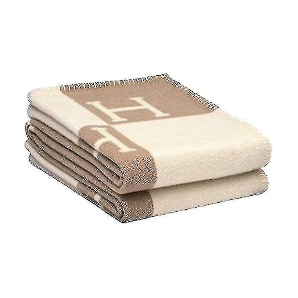 Plaid H-filt Cashmere Blended Crochet Portable 140x170cmkhaki null none