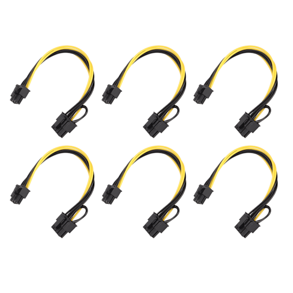 6 kpl GPU-virtakaapeleita PCIE 6-nastainen - 8-nastainen uros-uros 20 cm virtalähdetarvikkeet