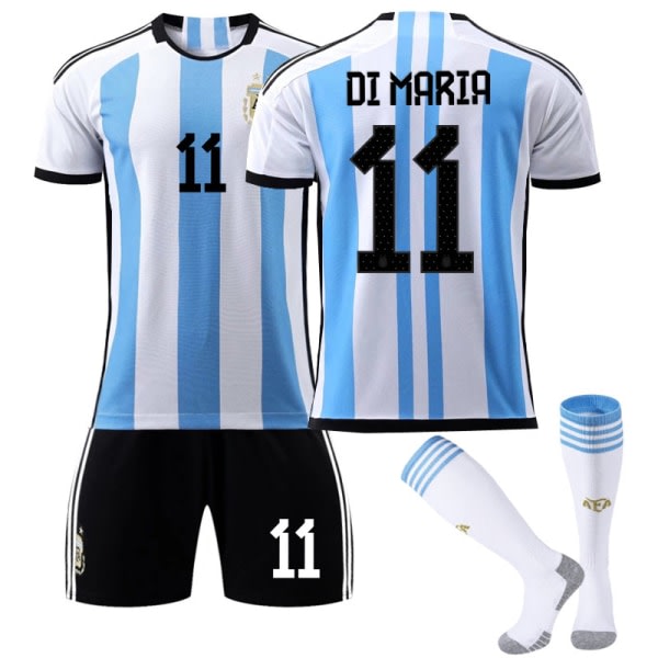 Qatar fotbolls-VM 2022 Argentina Hem Di Maria #11 tröja fotboll herr T-shirts Set Barn Ungdomar fotboll Tröjor Adult XXL（190-200cm）