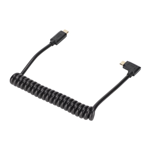 USB C Kabel USB C til USB C 14K 60hz 3A Hurtig Opladning 10Gbps 1.2m Spiral Fjeder Design USB C Strømkabel Han Side Bøjet til Han Lige Stik