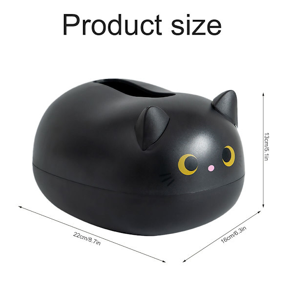 Tissue Box Söt Cat Tissue Box Servettförvaringsbox Nordic Style black 22*16*13cm