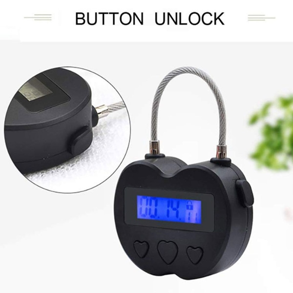 Smart Time Lock LCD-näytön aikalukko MUSTA Black