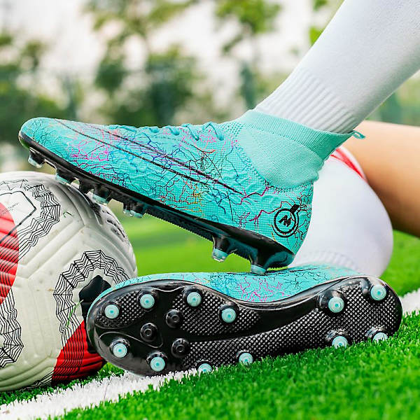 Fotbollsskor för män Halkfria fotbollsskor Klossar Gräs Fotbollssneakers Yj068A W Blue 40