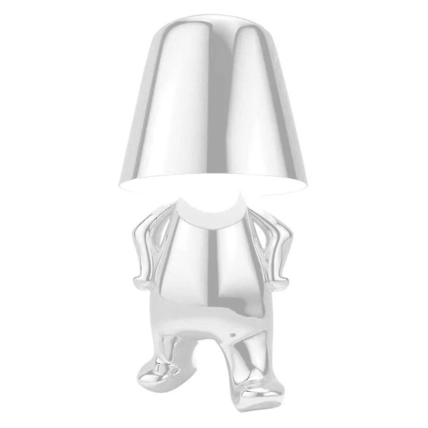 Bedside Touch Bordlampe, Guld Thinker Lampe Skrivebordslampe Trådløs genopladelig bærbar dekorativ sengelampe med USB-opladning silver C
