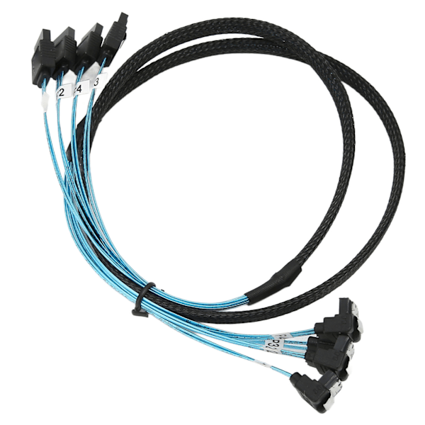 Mini SAS -kaapeli 4 SATA - 4 SATA suora kaareva kaapeli 6 Gbps häiriönesto kaksoisryhmäsuojaus SAS-kaapeli 0,5 m / 1,6 jalkaa