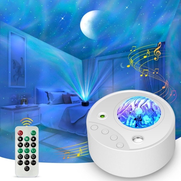 LED Starry Sky-projektor, 3 i 1 Aurora Galaxy-projektor med Whi