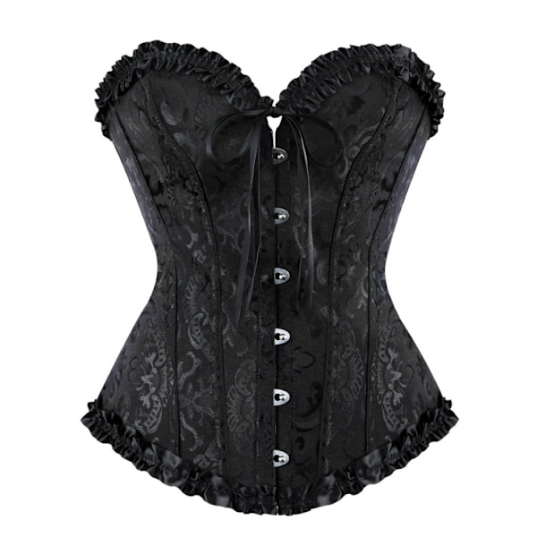 Korsett for kvinner med blomster, bh-fri, stroppeløs undertøy Svart Black 2XL