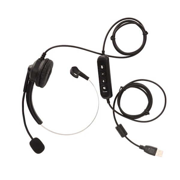 USB-yrityskuulokkeet, melunvaimennus, yksipuolinen kuuloke, tukee puheluita, kaiuttimen äänenvoimakkuuden säätö, mikrofonin mykistys