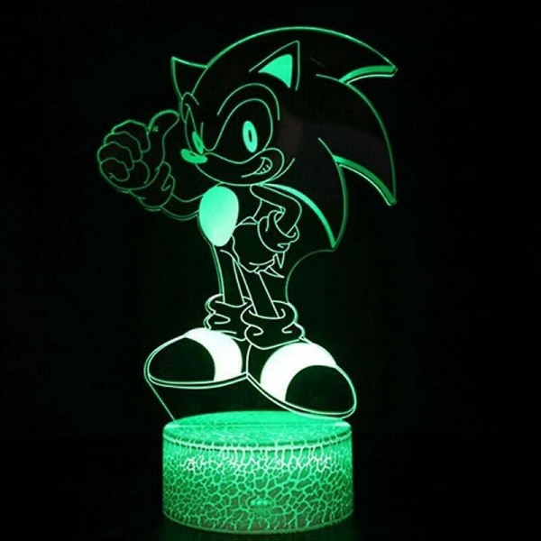 (Tecknad karaktär #1) 3D LED-lampa Nattljus 7 färg SONIC SE