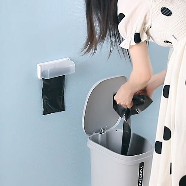 Slitstark Plast Hem Kök Badrum Väggmonterad plastsoppåse Sticky Pad Förvaringslåda Förvaringslåda Förvaringstillbehör Svart