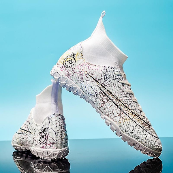 Fodboldstøvler til mænd Anti-slip Fodboldstøvler Knopper Græs Fodbold Sneakers Yj068 White 36