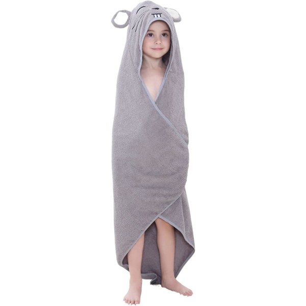 Unisex baby med huva för djur, badrock för sommarstrand för 0-7 ton Barn Småbarn Duschtillbehör Presenter (grå mus90 X 90 cm)