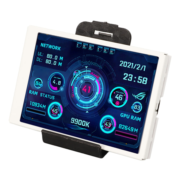 Computer Temp Monitor 3.5in IPS Fuld Visning USB C Auto Sluk Roterbar PC CPU Data Monitor til Kabinet RAM GPU Hvidt Sæt